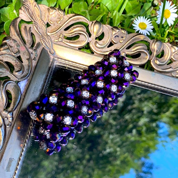 Vintage Jewelry - Deep Purple Beaded Rhinestone Bracelet